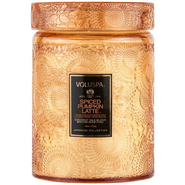 Spiced Pumpkin Latte - Large Embossed Glass Candle With Lid