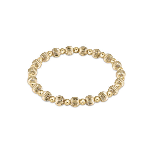 Dignity Grateful Pattern 6mm Bead Bracelet - Gold