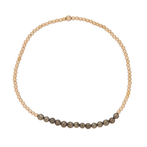 Gold Bliss 2mm Bead Bracelet - Pyrite