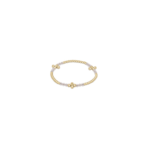 Signature Cross Gold Bliss Pattern 2.5mm Bead Bracelet - Pearl