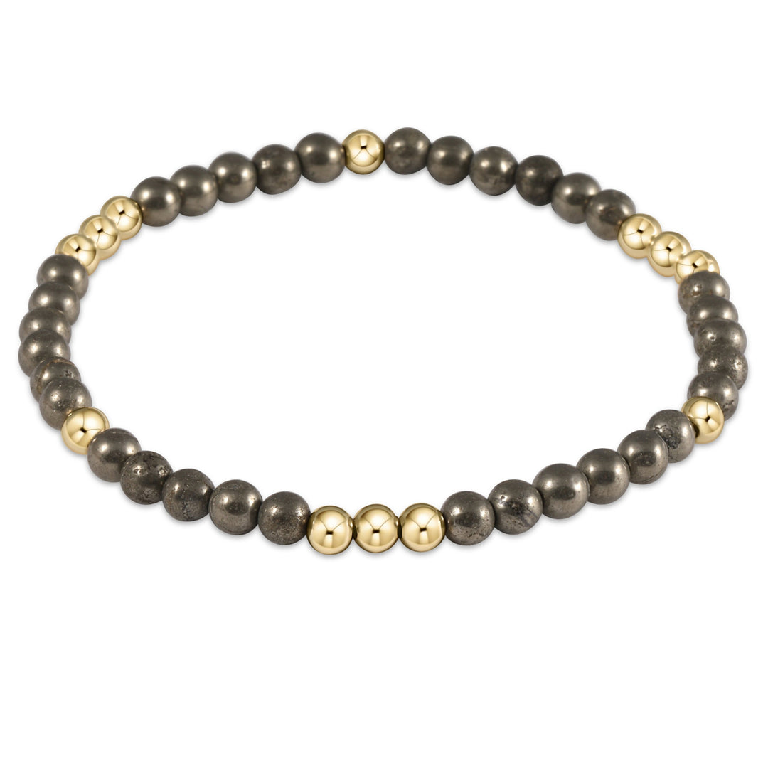 Worthy Pattern 4mm Bead Bracelet - Pyrite