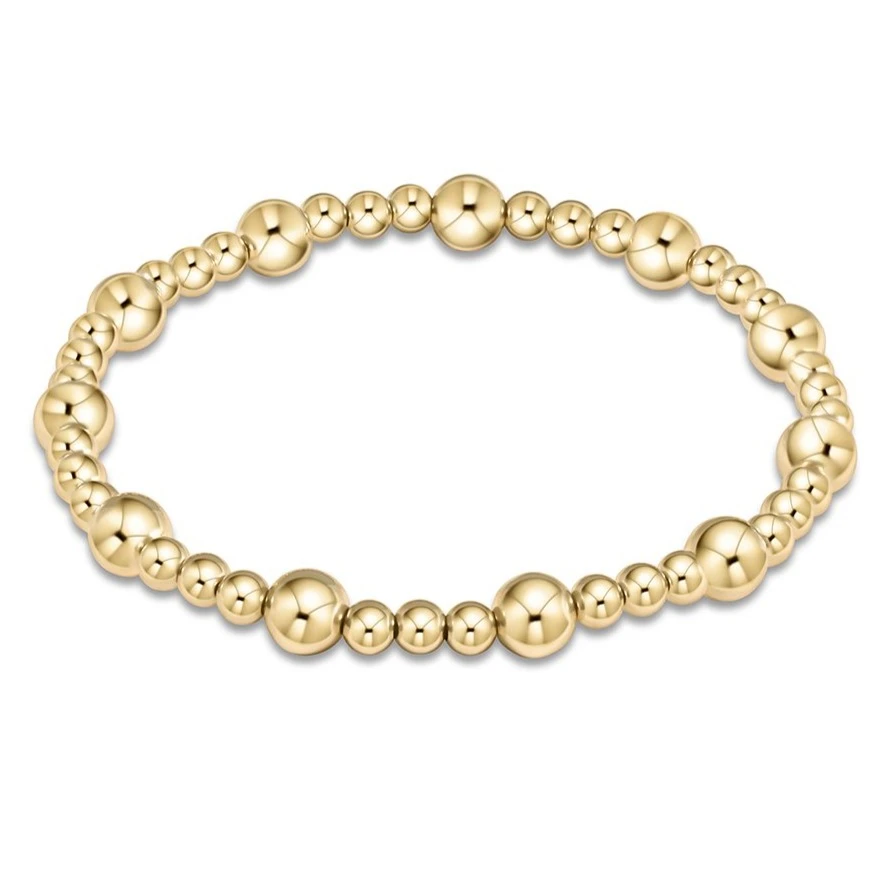 Classic Sincerity Pattern 6mm Bead Bracelet - Gold