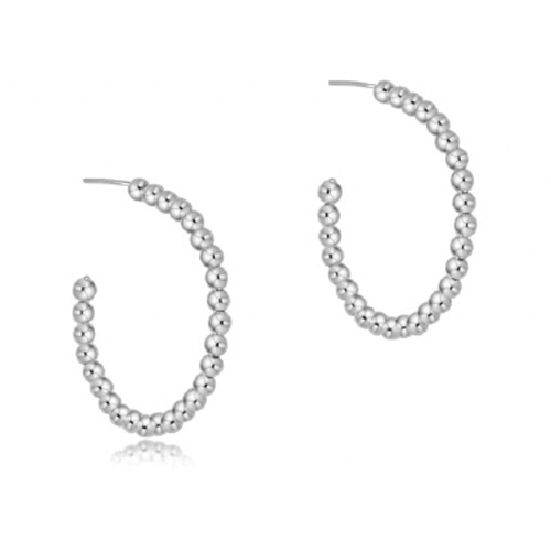 Beaded Classic 1.25" Post Hoop - 4mm Sterling