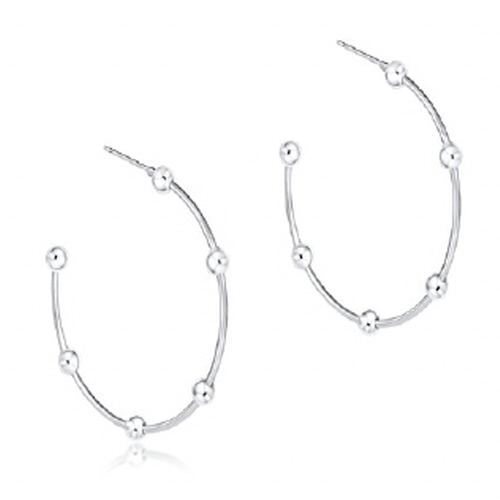 Beaded Simplicity 1.5" Sterling Post Hoop - 4mm Sterling