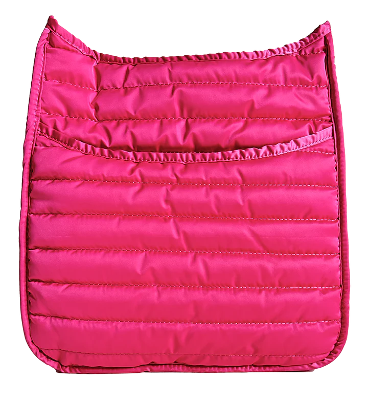 Everly Quilted Puffy Messenger - Hot Pink