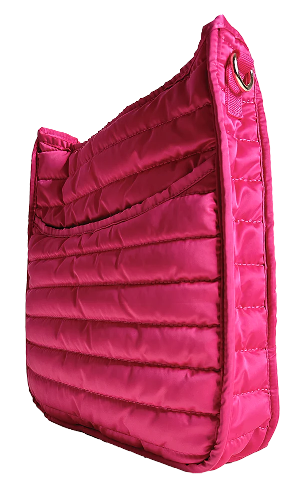 Everly Quilted Puffy Messenger - Hot Pink