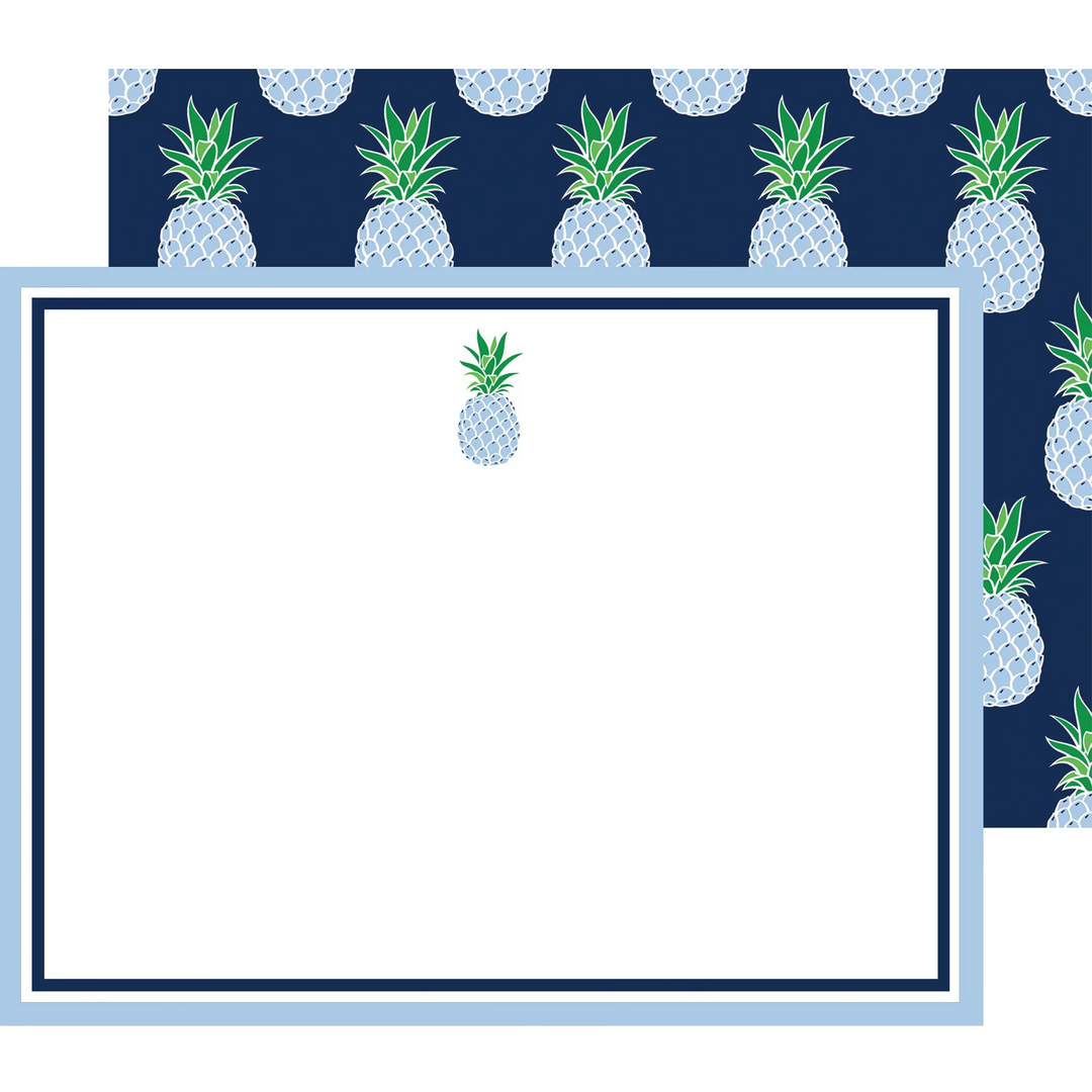 Flat Notecard - Blue Pineapple