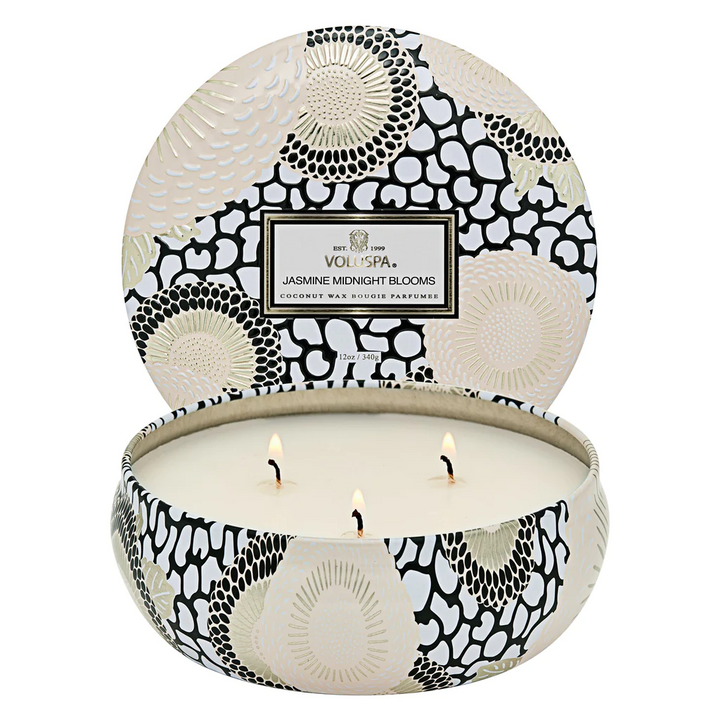 Jasmine Midnight Blooms - 3 Wick Candle In Decorative Tin