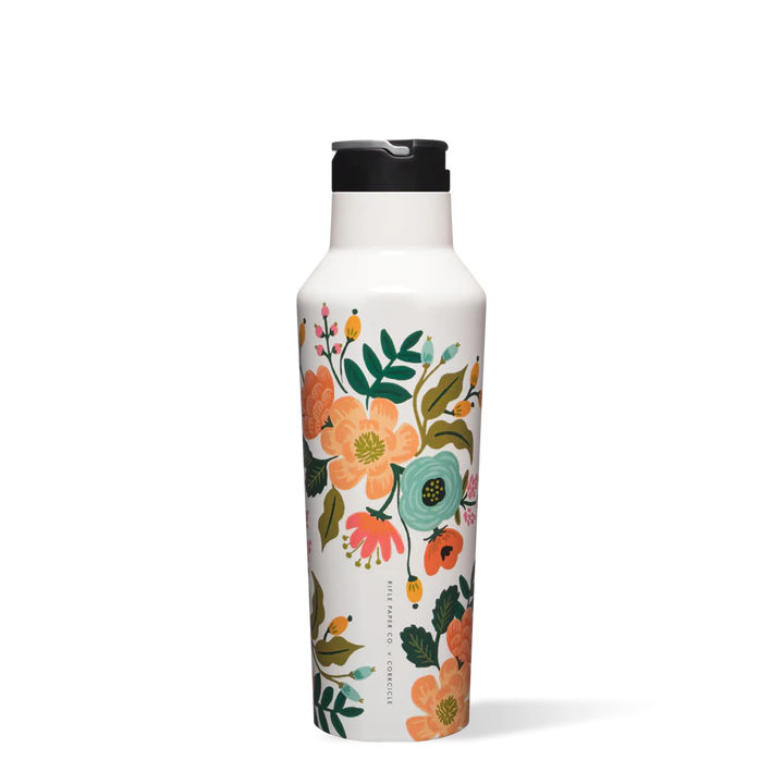 Lively Floral Cream 20 Oz Sport Canteen