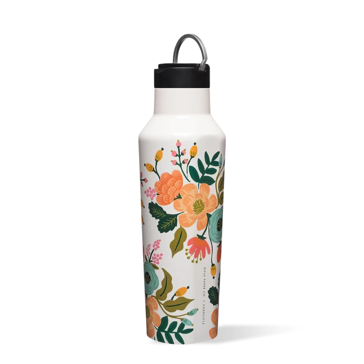 Lively Floral Cream 20 Oz Sport Canteen