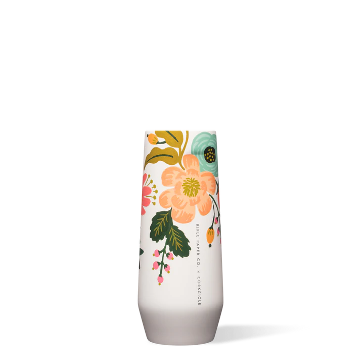 Lively Floral Cream 7 Oz Stemless Flute