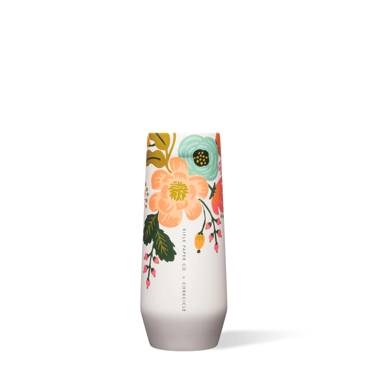 Lively Floral Cream 7 Oz Stemless Flute