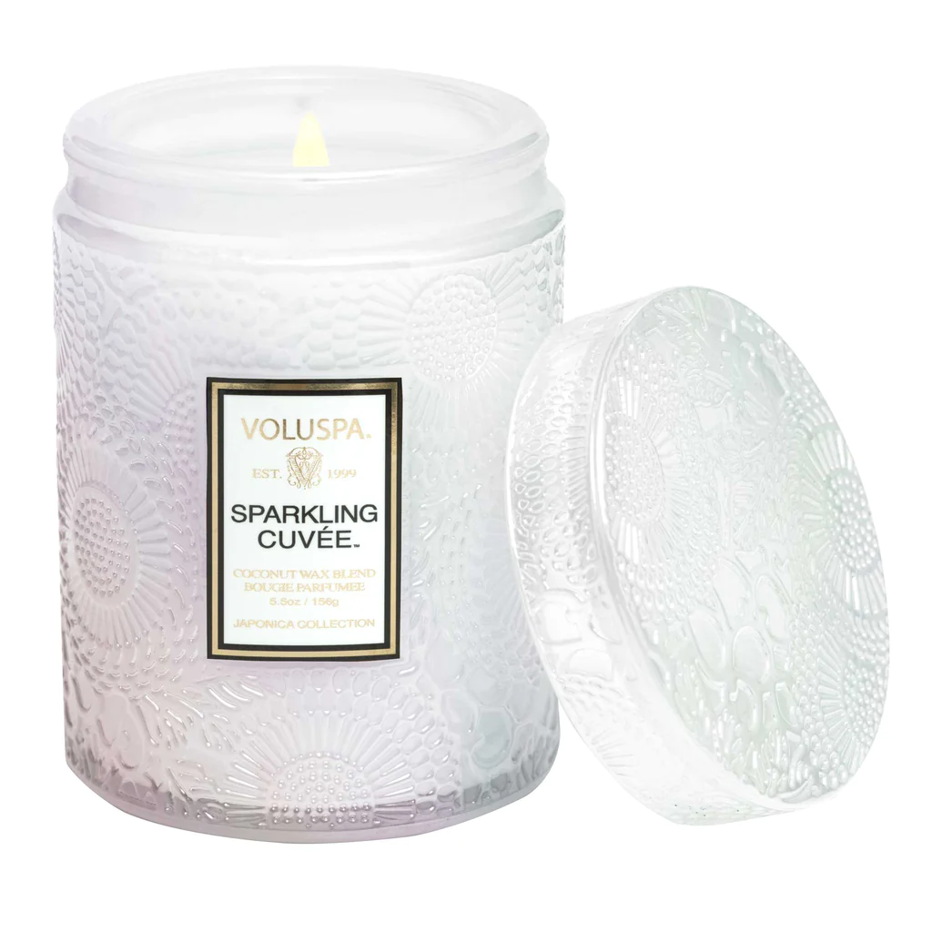 Sparkling Cuvee - 5.5 Oz Embossed Glass Jar Candle With Lid